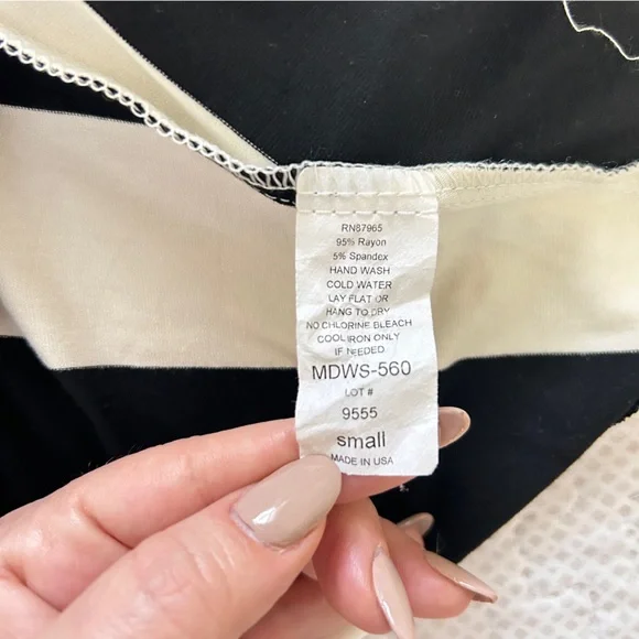 Elan striped maxi dress low-cut back spaghetti straps Sz S - Picture 5 of 7